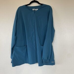 Womens Greys Anatomy By Barco Royal Blue Scrub Jacket Size 2XL
